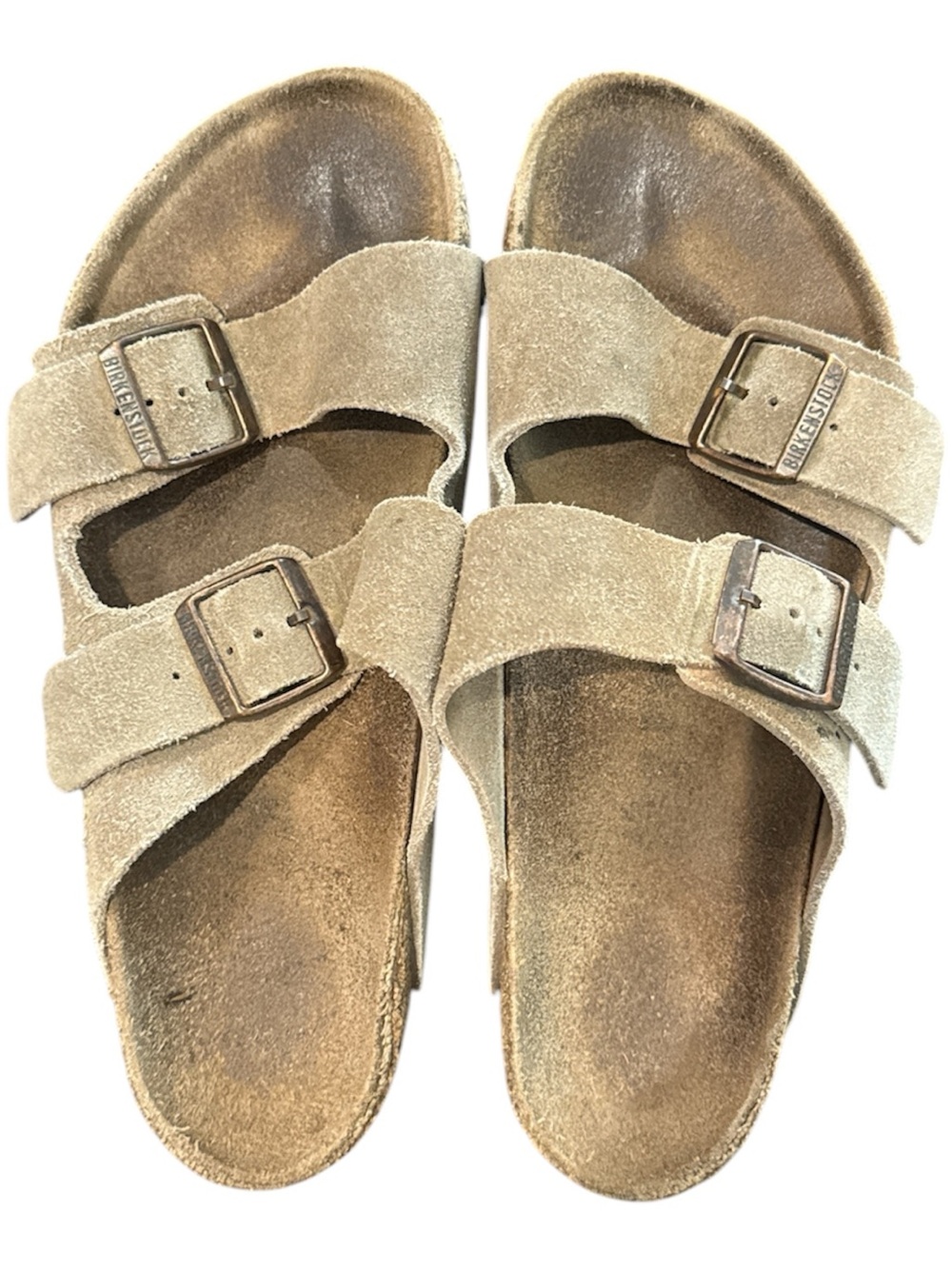 Birkenstock Arizona Suede Double Strap Sandals - Beige Brown